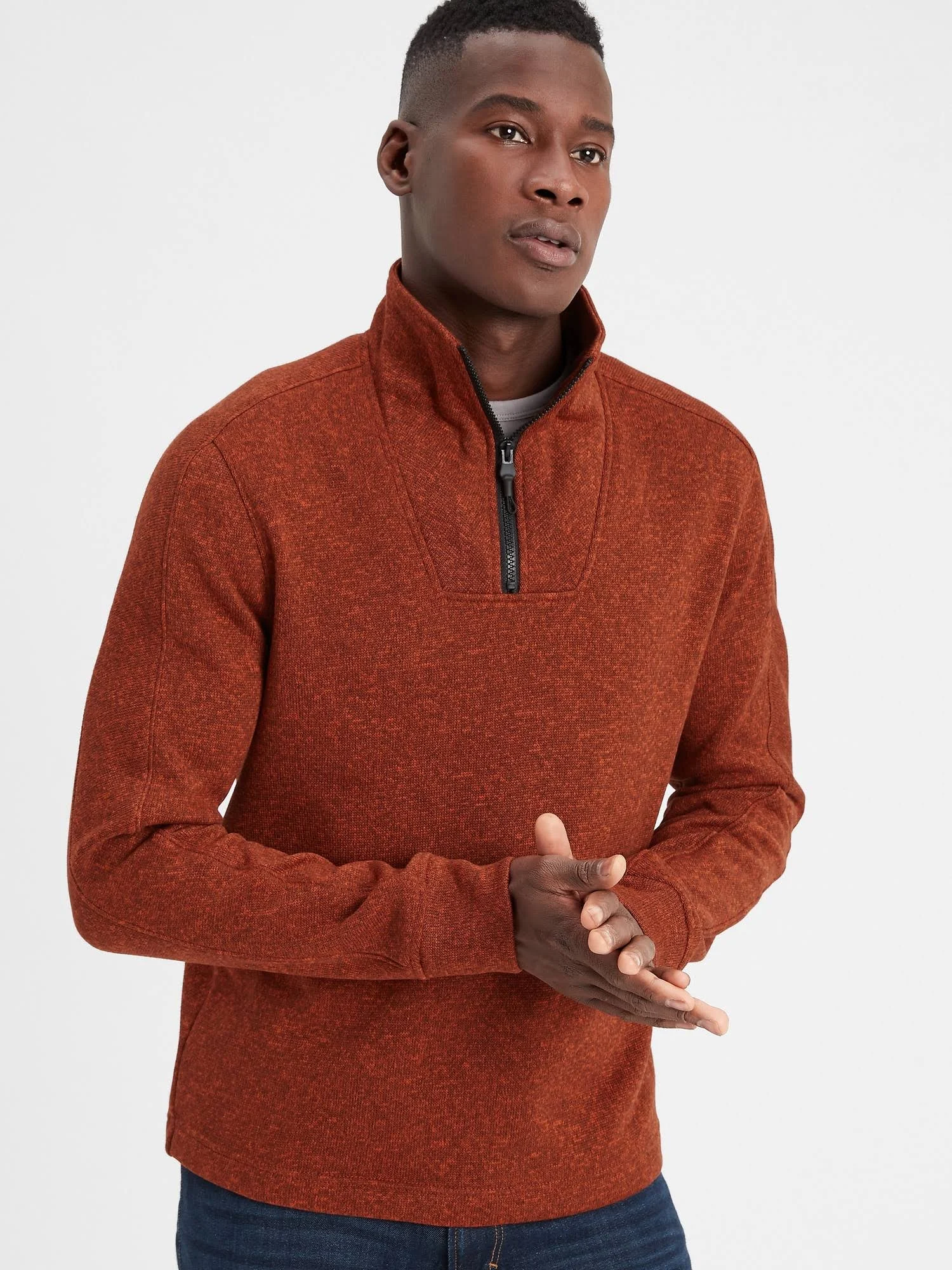 Men's Marled Fleece Half-Zip Pullover Red