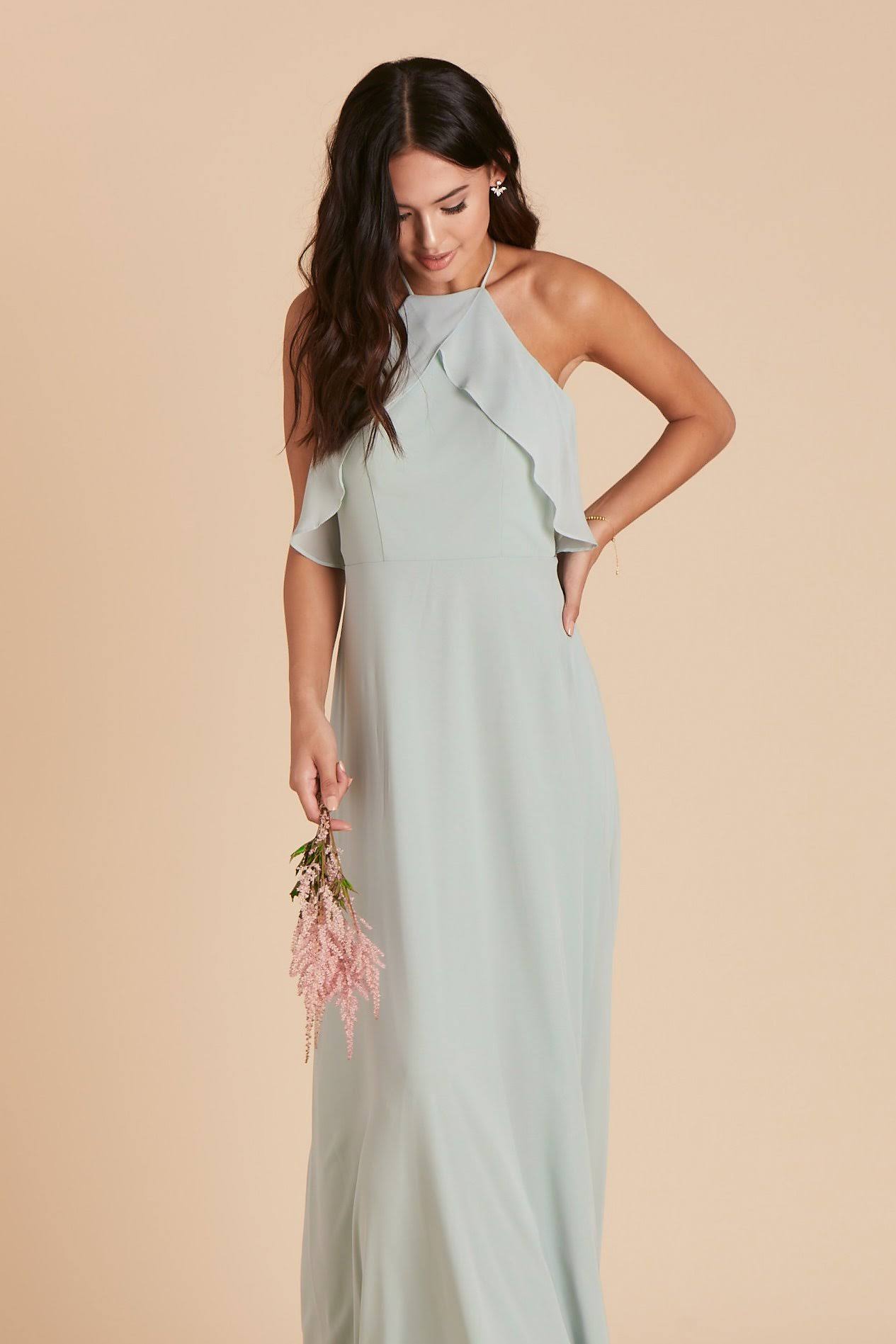 Birdy Grey Jules Chiffon Bridesmaid Dress in Sage M / Sage