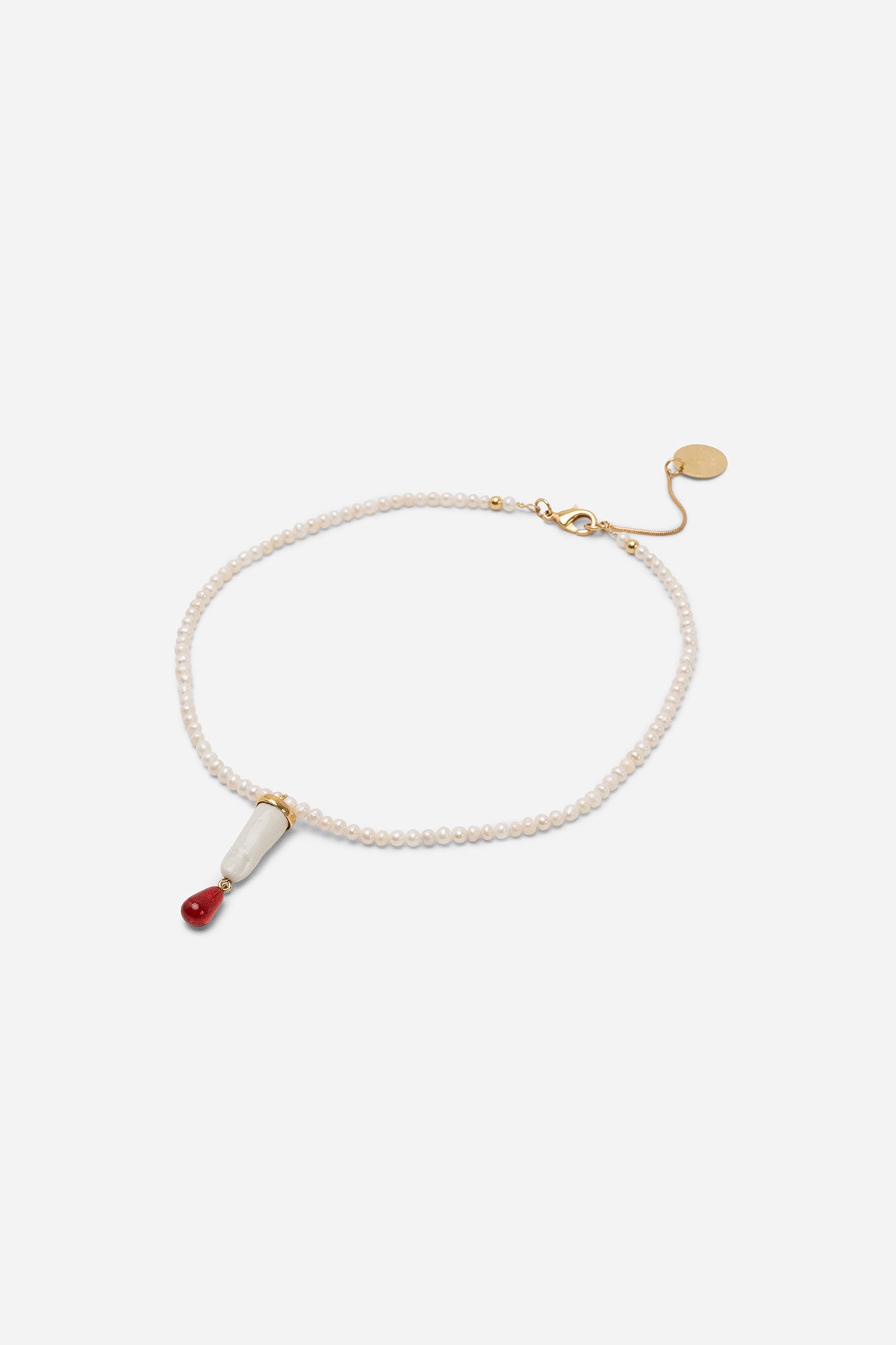 BLOOD DROP & PEARLS NECKLACE
