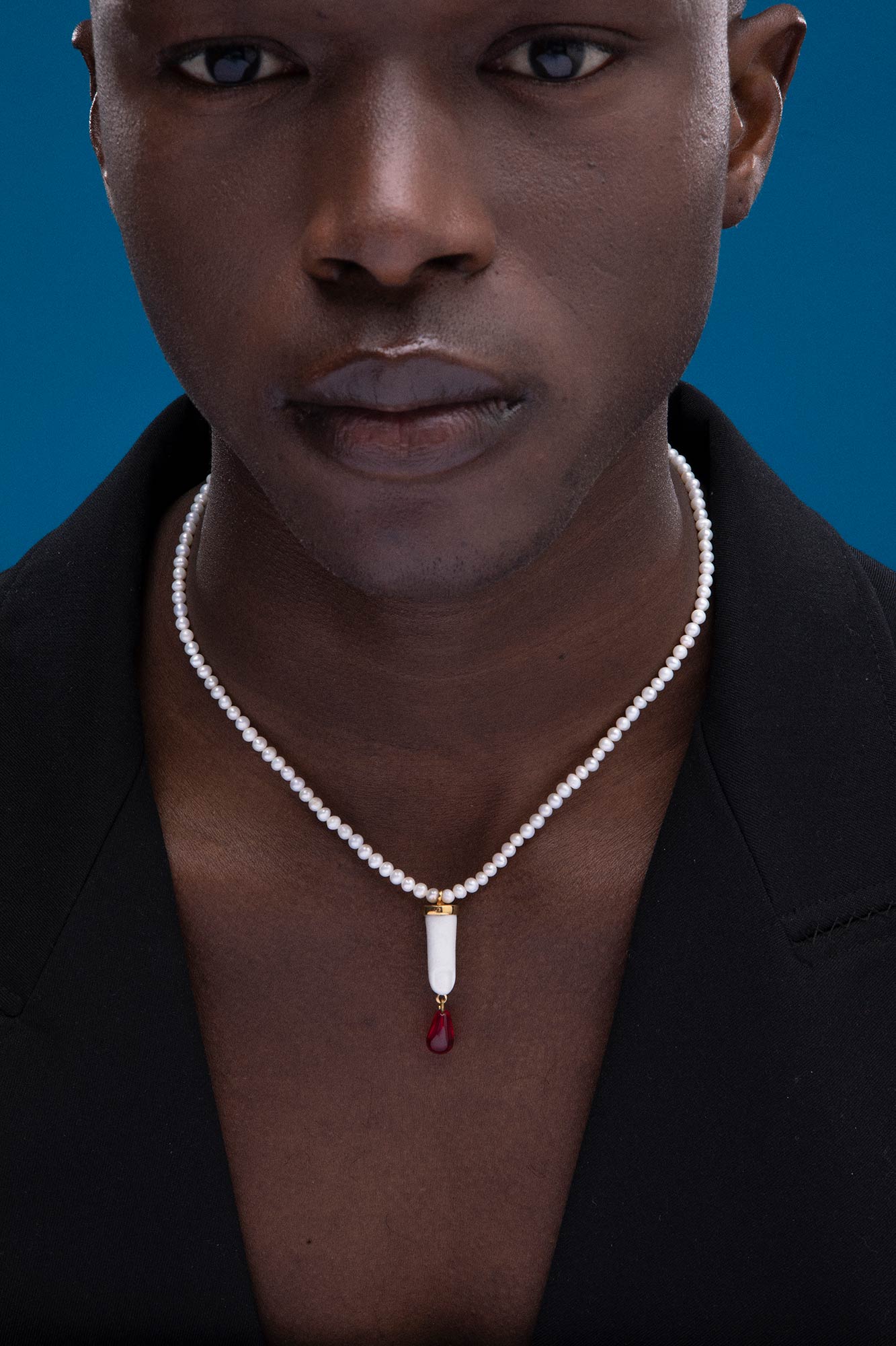 BLOOD DROP & PEARLS NECKLACE
