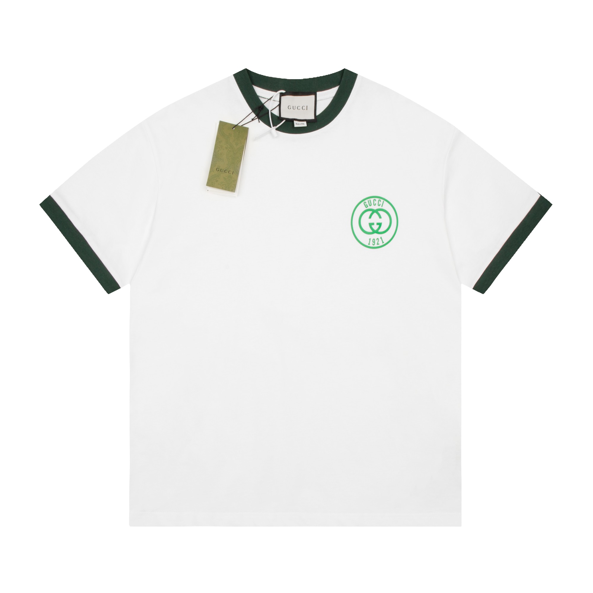 Gucci 23ss latest summer series color matching short-sleeved T-shirt white 6.14