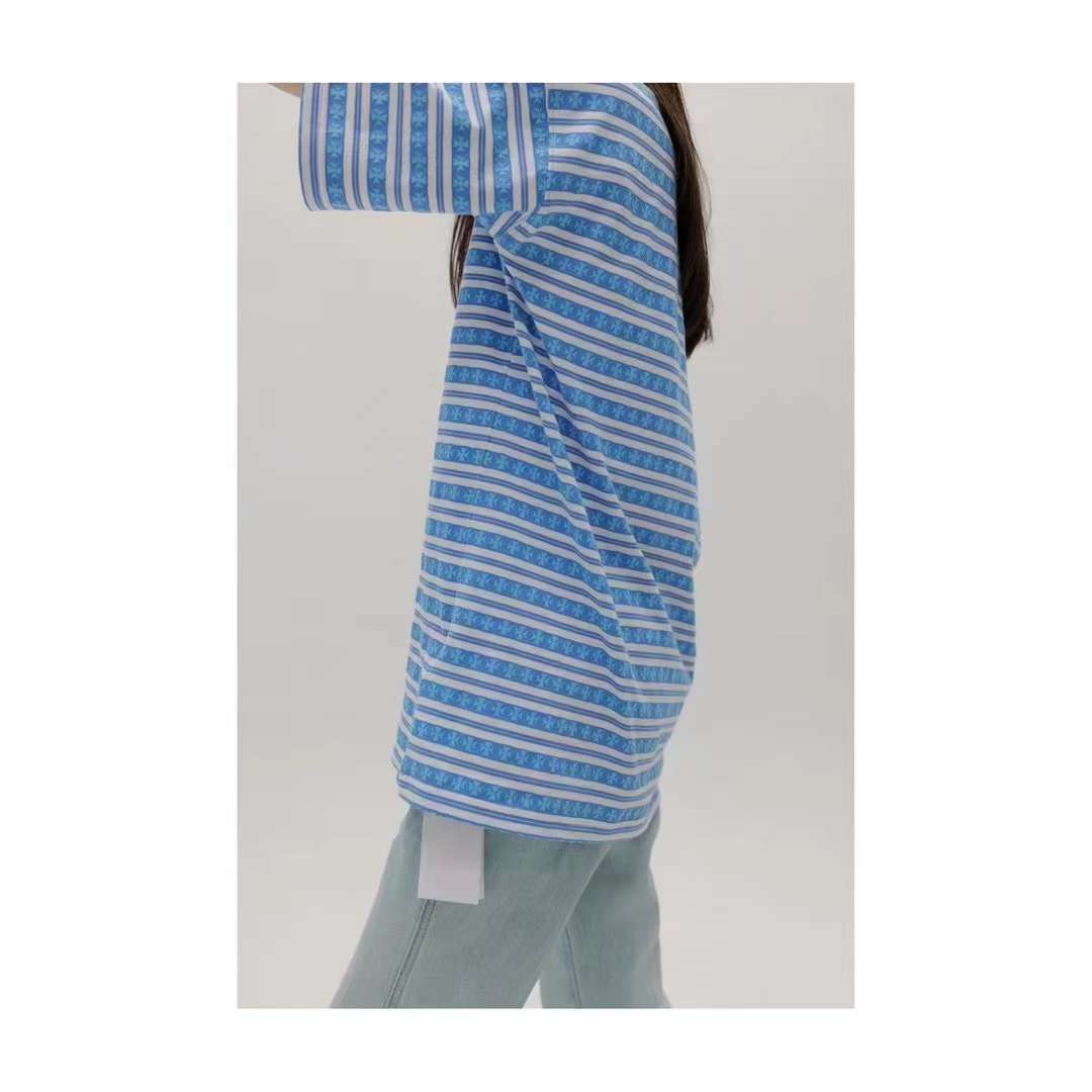 Chrome Hearts Knit Gingham Embroidered T-Shirt Blue 5.16
