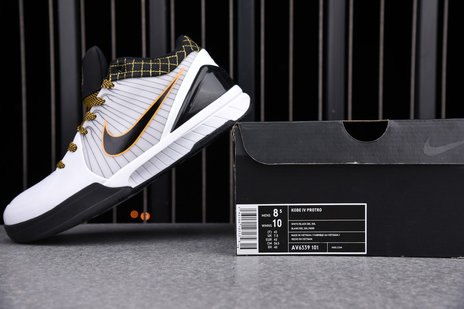 Nike Kobe 4 Protro White Black Del Sol
