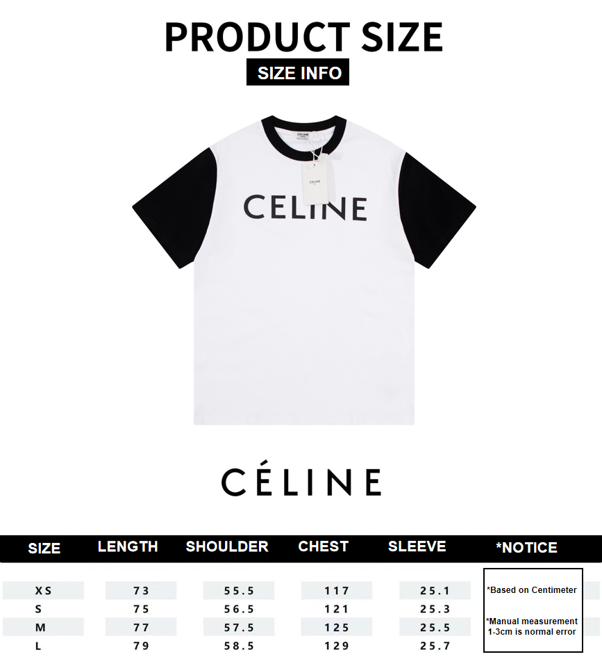 Celine 23ss front graphic print stitching short-sleeved T-shirt White 6.14