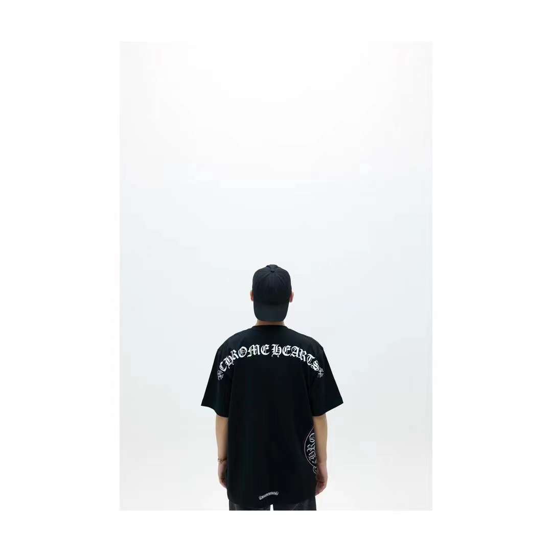 Chrome Hearts Sanskrit scroll print round neck T-shirt black 5.16
