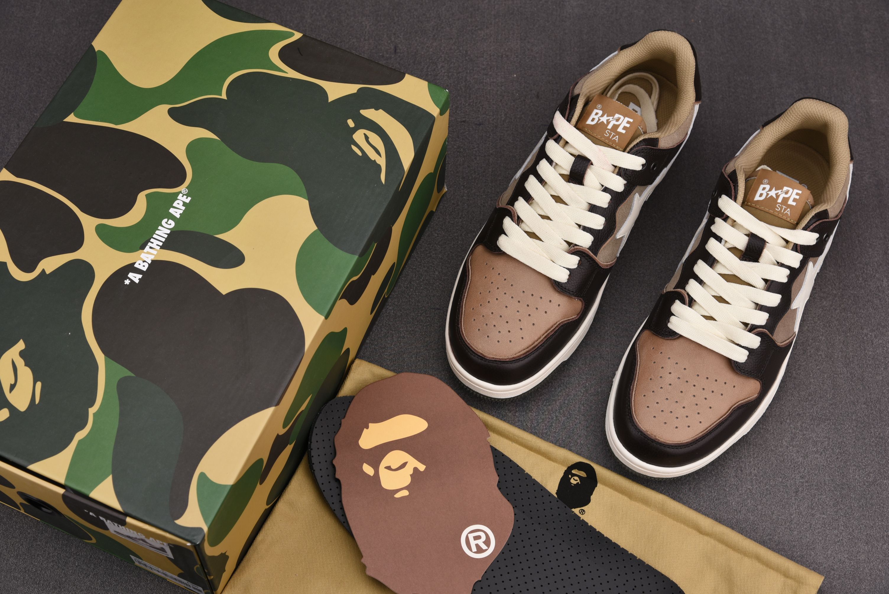 A Bathing Ape SK8 STA Sneakers Khaki Coffee