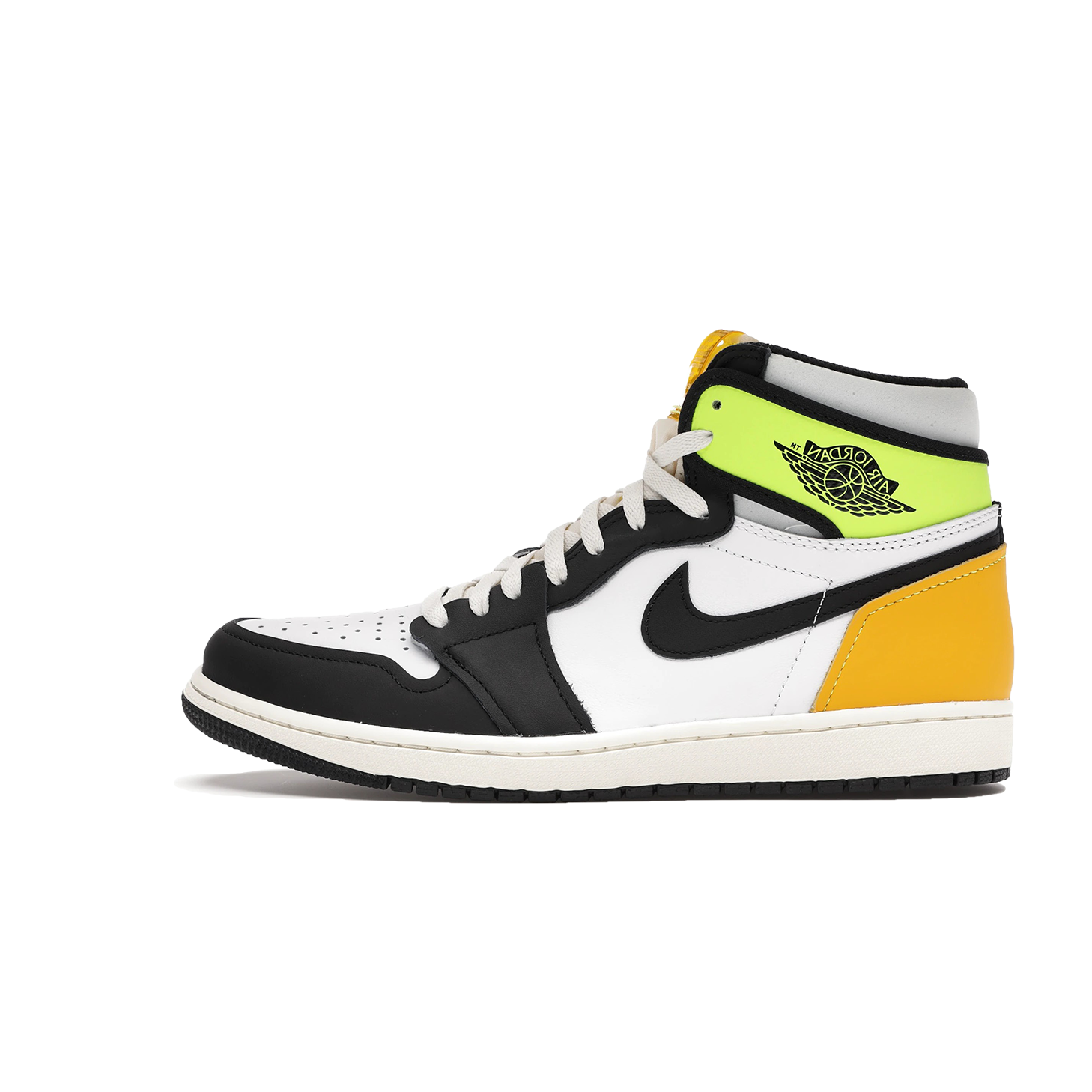 Jordan 1 Retro High White Black Volt University Gold