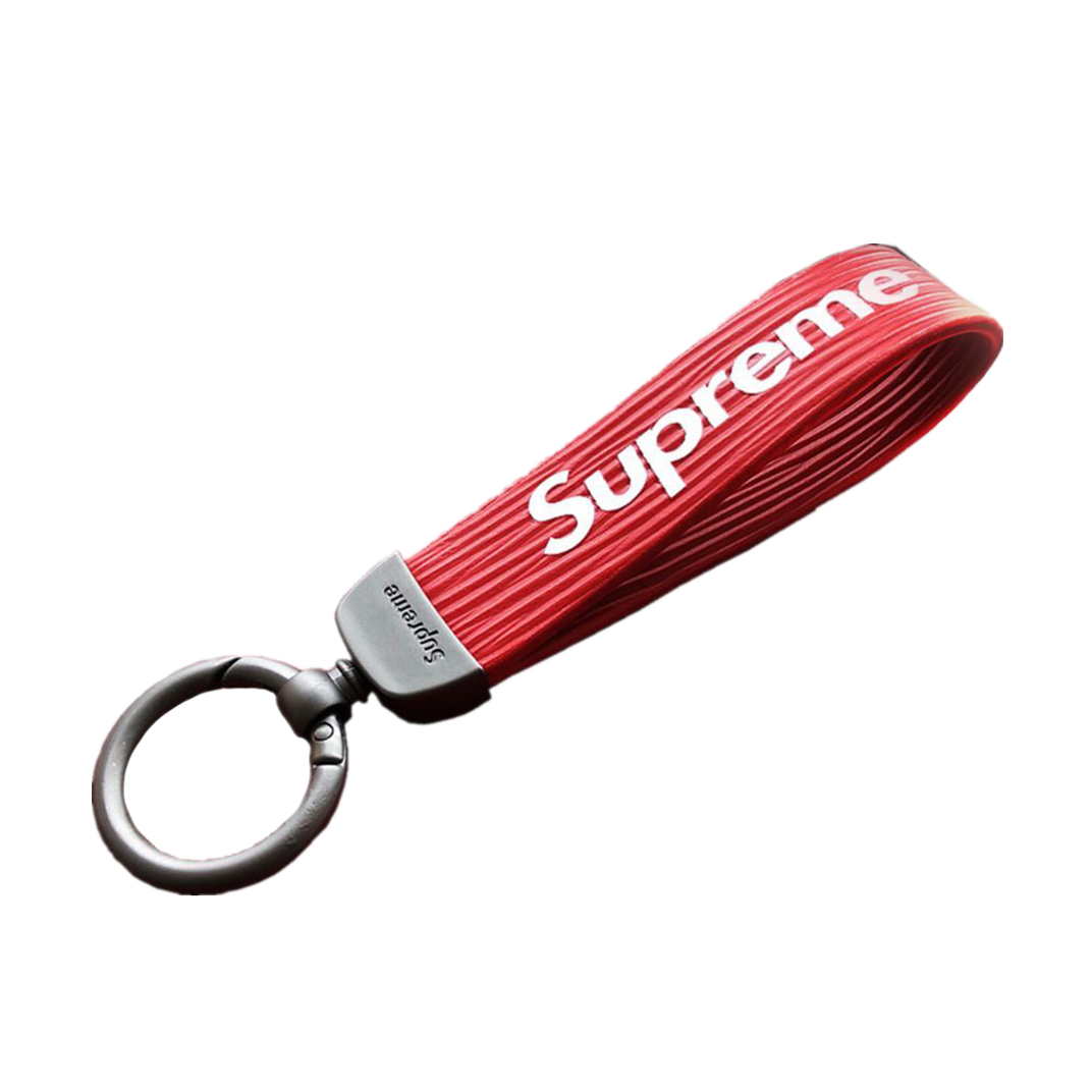 Supxxx Genuine Leather Keychain Red