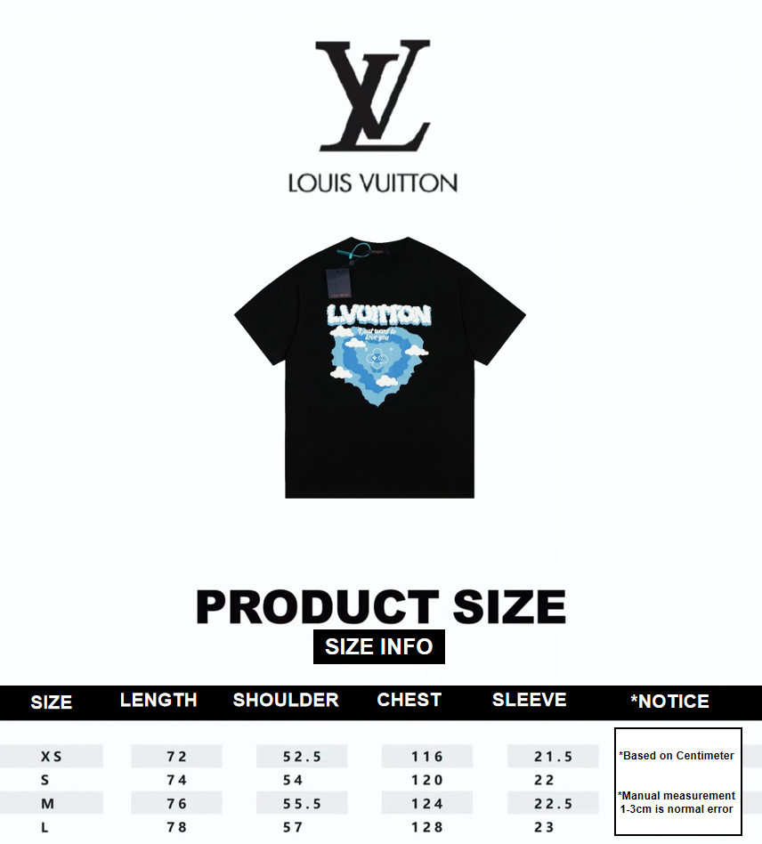 Louis Vuitton 23ss Blue Sky White Cloud Print Suede Foam Short Sleeve Black 6.14