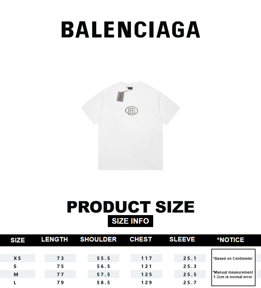 Balenciaga Double B Logo Reversible Short Sleeve T-Shirt White 6.14