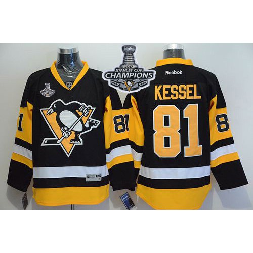 Pittsburgh Penguins #81 Phil Kessel Black Alternate 2017 Stanley Cup Finals Champions Stitched Jersey Men's