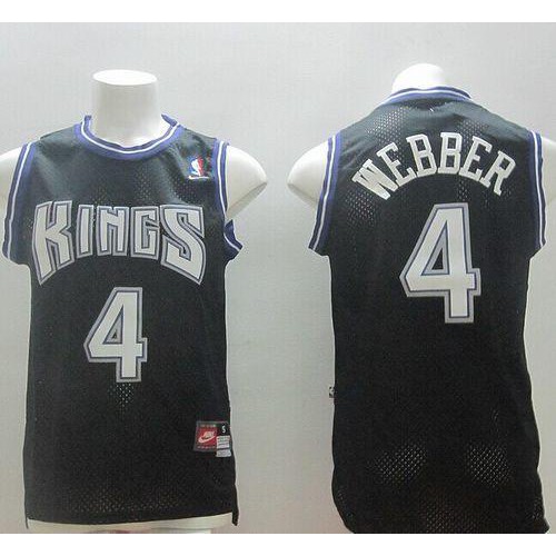 Sacramento Kings #4 Chris Webber Black Throwback Stitched Jersey Mens