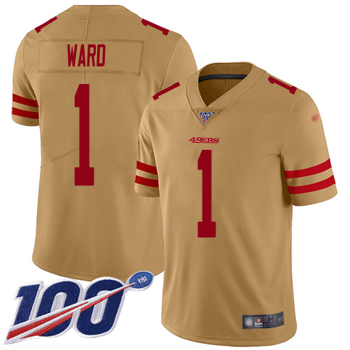 49ers #1 Jimmie Ward Gold Youth Stitched Limited Inverted Legend 100th Season Jersey