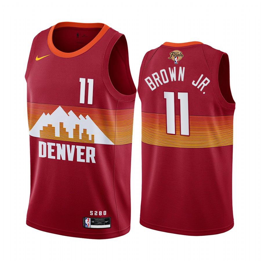Nuggets #11 Bruce Brown Jr. Red Swingman Women's 2023 Finals Patch City Edition Jersey