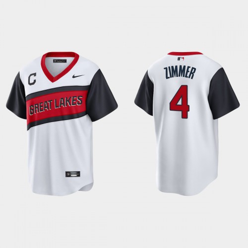 Cleveland Guardians #4 Bradley Zimmer Men's White 2021 Little League Classic Game Jersey Men's