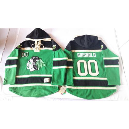 Chicago Blackhawks #00 Clark Griswold Green St. Patrick's Day McNary Lace Hoodie Stitched Jersey Men's