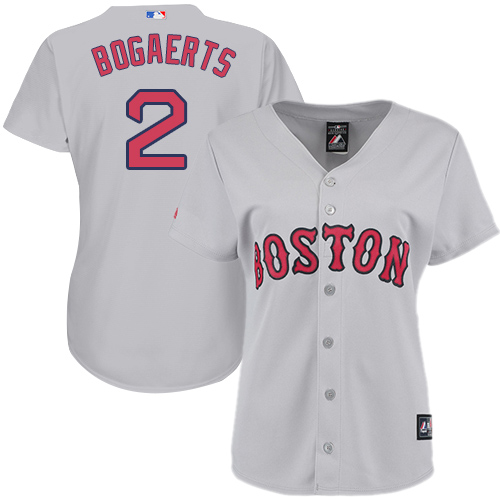 Boston Red Sox #2 Xander Bogaerts Grey Road Women's Stitched Jersey Womens