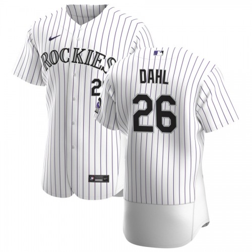Colorado Colorado Rockies #26 David Dahl Men's White Home 2020 Authentic Player Jersey Men's