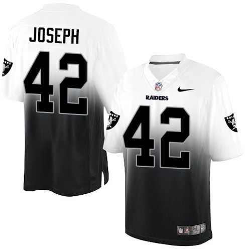 Las Vegas Raiders #42 Karl Joseph White/Black Men's Stitched Elite Fadeaway Fashion Jersey Men's