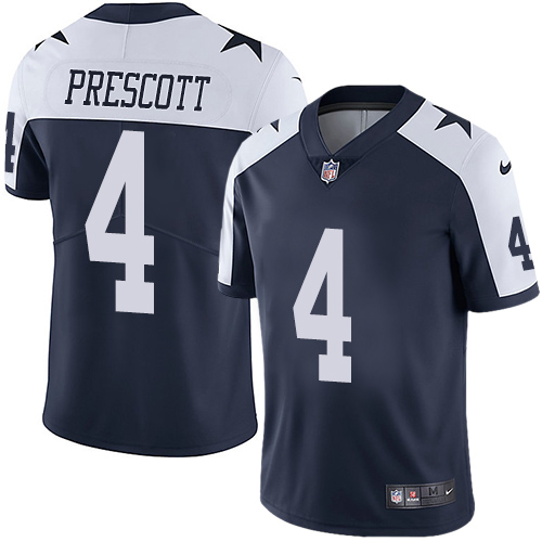 Cowboys #4 Dak Prescott Navy Blue Thanksgiving Men's Stitched Vapor Untouchable Limited Throwback Jersey