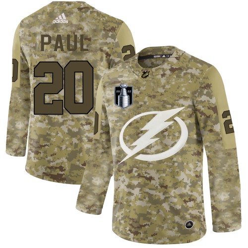Adidas Tampa Bay Lightning #20 Nicholas Paul Camo 2022 Stanley Cup Final Patch Authentic Stitched Jersey Men's
