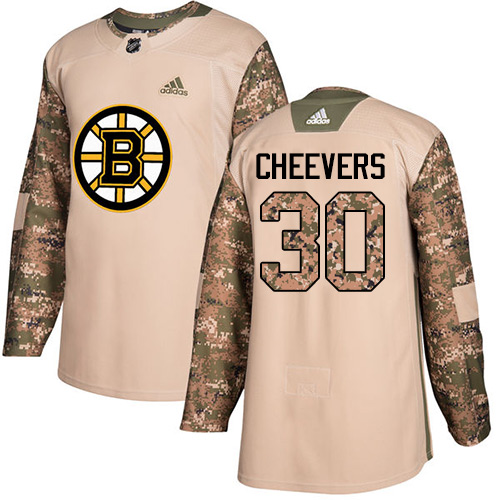 Adidas Boston Bruins #30 Gerry Cheevers Camo Authentic 2017 Veterans Day Stitched Jersey Men's