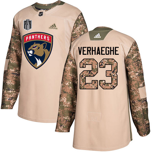 Adidas Panthers #23 Carter Verhaeghe Camo 2023 Stanley Cup Final Patch Authentic Stitched Jersey