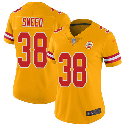 Chiefs #38 L'Jarius Sneed Gold Women's Stitched Limited Inverted Legend 100th Season Jersey