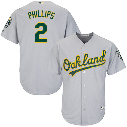 Oakland Athletics #2 Tony Phillips Grey Cool Base Stitched Youth Jersey Youth