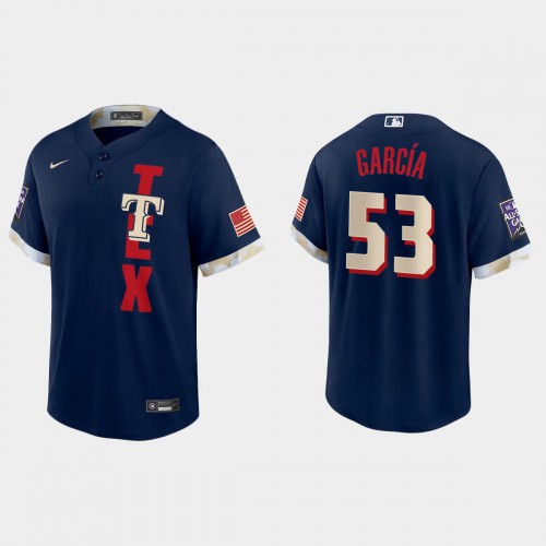 Texas Texas Rangers #53 Adolis Garcia 2021 All Star Game Fan's Version Navy Jersey Men's