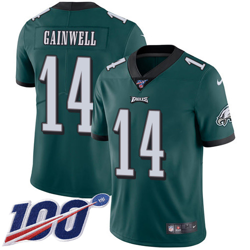Eagles #14 Kenneth Gainwell Green Team Color Youth Stitched 100th Season Vapor Untouchable Limited Jersey