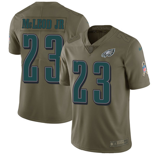 Philadelphia Eagles #23 Rodney McLeod Jr Olive Youth Stitched Limited 2017 Salute to Service Jersey Youth