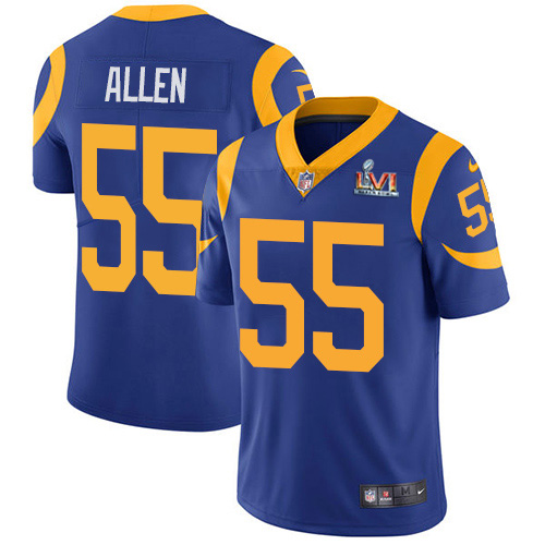 Los Angeles Rams #55 Brian Allen Royal Blue Alternate Super Bowl LVI Patch Men's Stitched Vapor Untouchable Limited Jersey Men's
