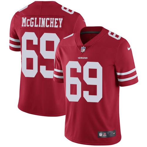 San Francisco 49ers #69 Mike McGlinchey Red Team Color Youth Stitched Vapor Untouchable Limited Jersey Youth