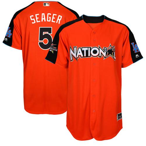 Los Angeles Dodgers #5 Corey Seager Orange 2017 All-Star National League Stitched Jersey Men's