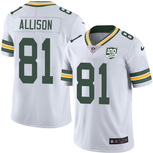 Green Bay Packers #81 Geronimo Allison White Men's 100th Season Stitched Vapor Untouchable Limited Jersey Men's
