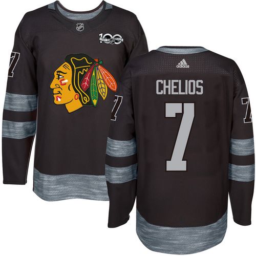 Adidas Chicago Blackhawks #7 Chris Chelios Black 1917-2017 100th Anniversary Stitched Jersey Men's