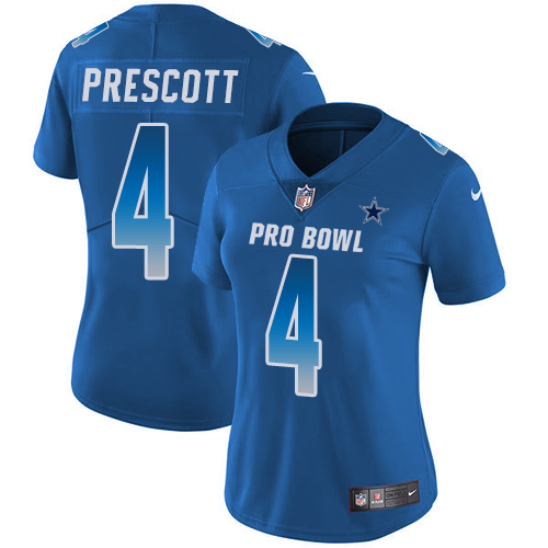 Cowboys #4 Dak Prescott Royal Women's Stitched Limited NFC 2019 Pro Bowl Jersey
