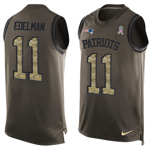 Patriots #11 Julian Edelman Green Men's Stitched Limited Salute To Service Tank Top Jersey
