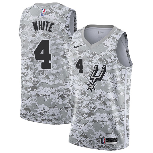 San Antonio Spurs #4 Derrick White White Camo Swingman Earned Edition Jersey Mens