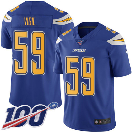 Los Angeles Chargers #59 Nick Vigil Electric Blue Youth Stitched Limited Rush 100th Season Jersey Youth