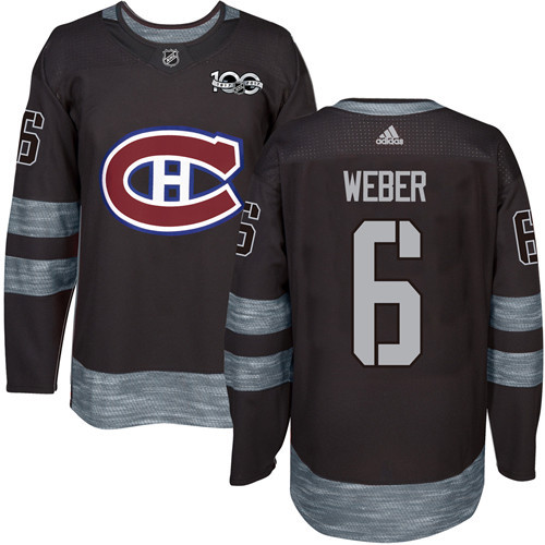 Adidas Montreal Canadiens #6 Shea Weber Black 1917-2017 100th Anniversary Stitched Jersey Men's