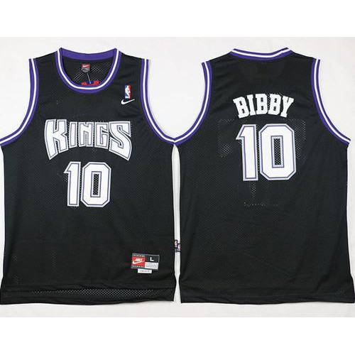 Sacramento Kings #10 Mike Bibby Black Throwback Stitched Jersey Mens