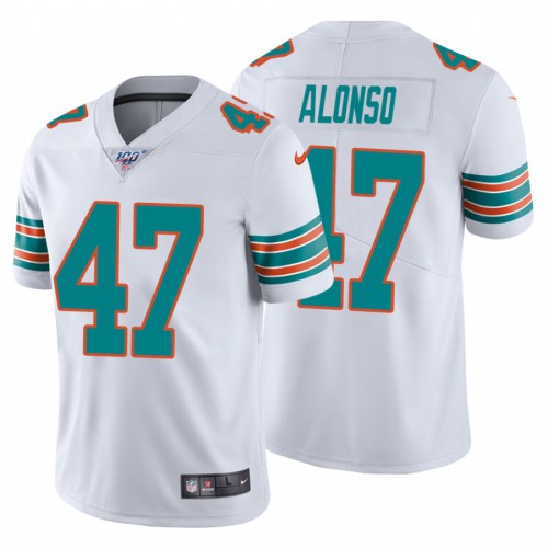 Miami Dolphins #47 Kiko Alonso White Alternate Men's Stitched 100th Season Vapor Untouchable Limited Jersey Men's