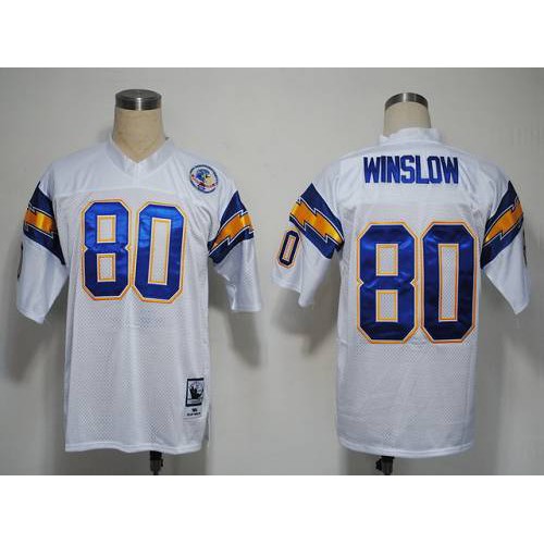 Mitchell And Ness 1984 Los Angeles Chargers #80 Kellen Winslow White Stitched Jersey Men's