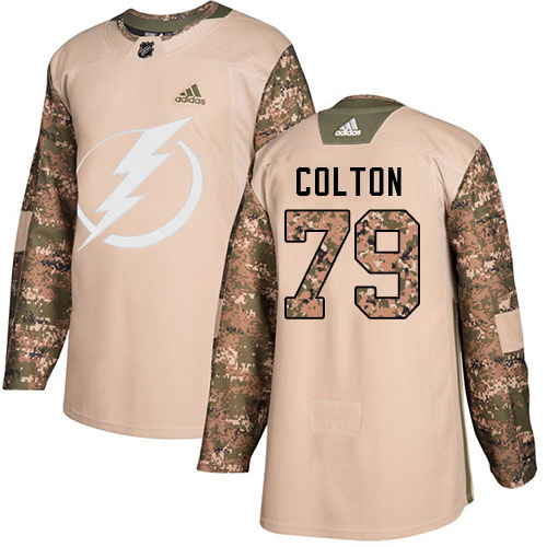 Adidas Tampa Bay Lightning #79 Ross Colton Camo Authentic 2017 Veterans Day Stitched Jersey Men's