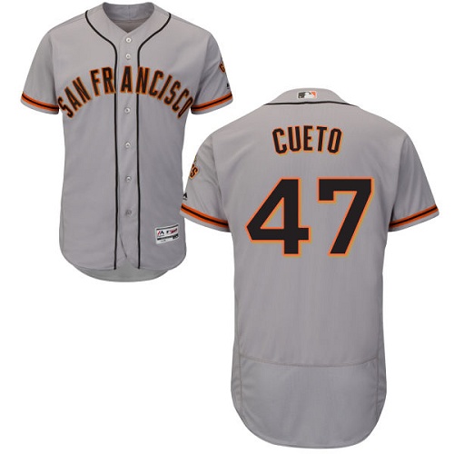 San Francisco Giants #47 Johnny Cueto Grey Flexbase Authentic Collection Road Stitched Jersey Men's