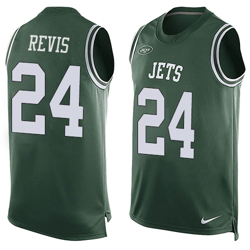 Jets #24 Darrelle Revis Green Team Color Men's Stitched Limited Tank Top Jersey