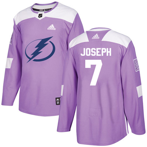 Adidas Tampa Bay Lightning #7 Mathieu Joseph Purple Authentic Fights Cancer Youth Stitched Jersey Youth
