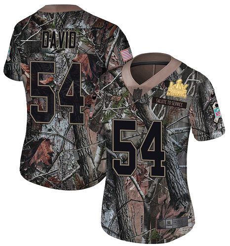 Buccaneers #54 Lavonte David Camo Women's Super Bowl LV Champions Patch Stitched Limited Rush Realtree Jersey